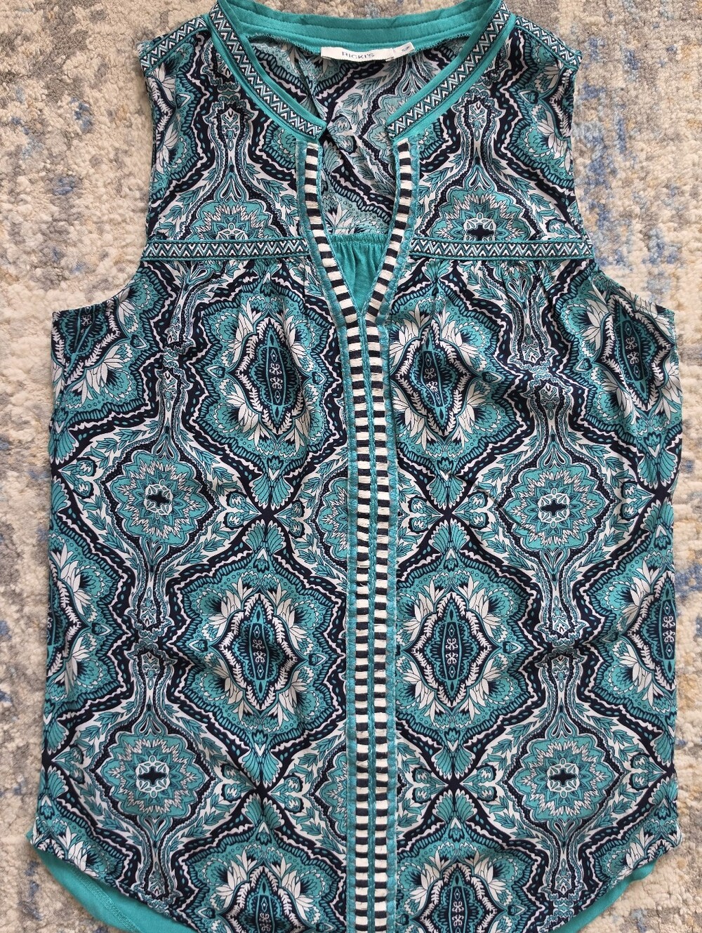 Ricki's Sleeveless Teal Patterned Women's Top